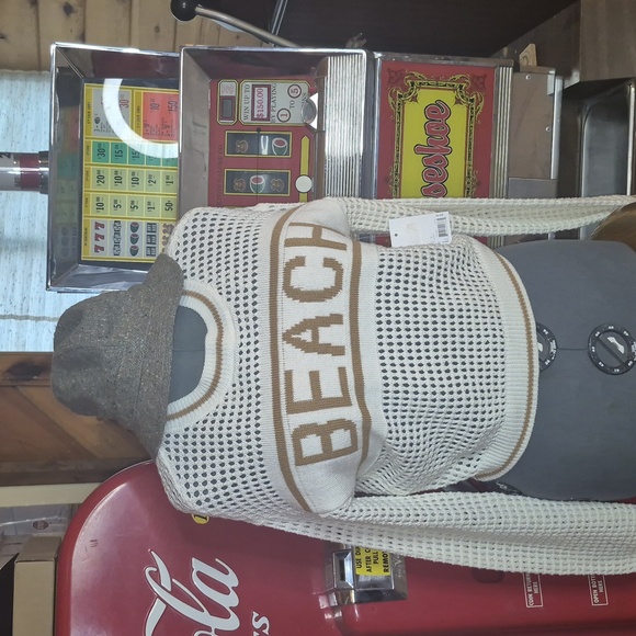 SO Tops - Women's Cream and Brown Beach Crochet Sweater